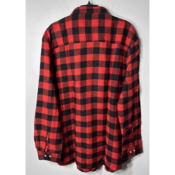 Club Room Shirt Men’s XXL Flannel Red/BLK Plaid Casual Button Down With Pocket - Picture 5 of 10